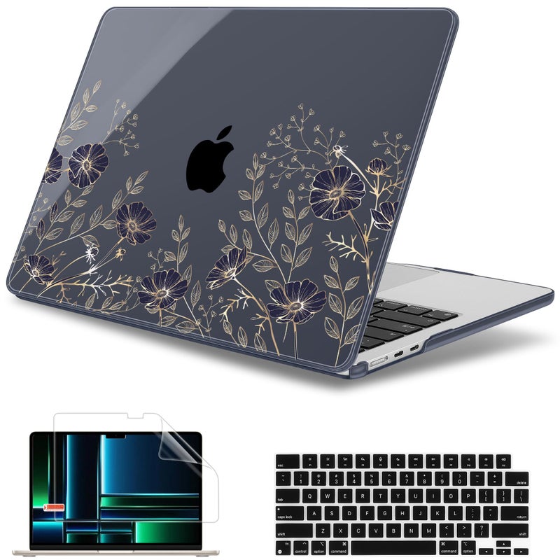 May Chen for M4 MacBook Air 13.6 Inch Case 2025 2024 2023 2022 Release Models: A3240 A3113 M3 A2681 M2  Plastic Hard Shell Case for MacBook Air 13.6 "" with Retina Display Fits Touch ID  Floral Art - Image 1